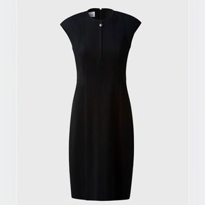 Akris punto Cap-Sleeve Zip-Front Seamed Dress, Black Sz 6